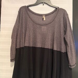 Free People Gray and Black Knit Top